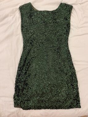 Alice + Olivia Sequined Emerald Green Cocktail Dress